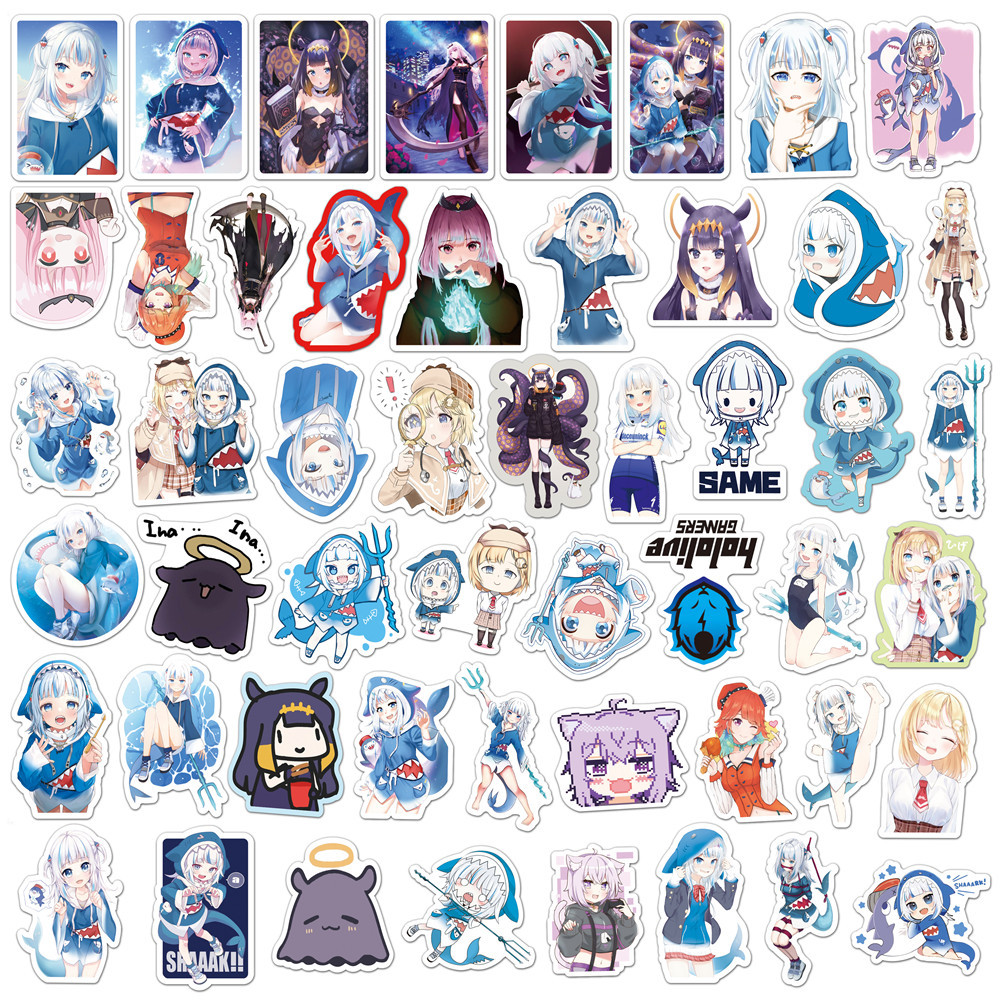 Kids Toys Cartoon Images - 50PCS Gawr Gura Stickers Shark Girl