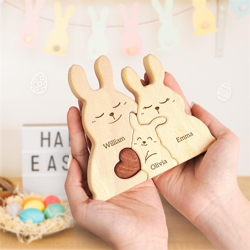 Wooden Bunny Family Puzzles Pe - Kids Toys Names recensione e prezzo