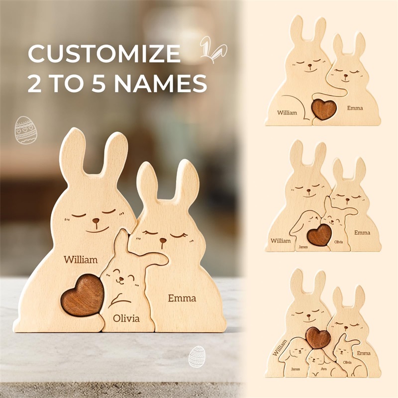 Wooden Bunny Family Puzzles Pe - Kids Toys Names recensione e prezzo