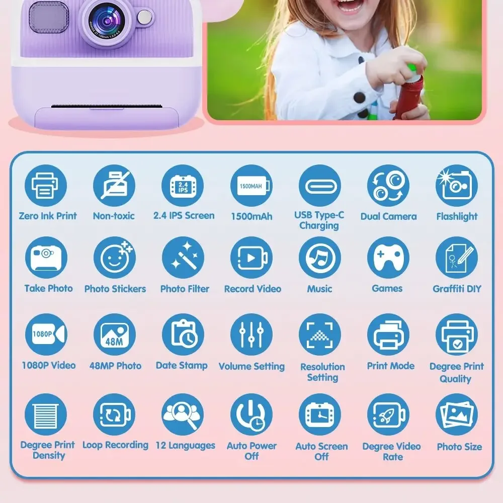 Kids Mini Instant Print Camera - Toys For Kids Video recensione e prezzo